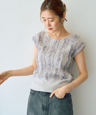 YECCA VECCA 2wayチュールフリルニット Light Gray