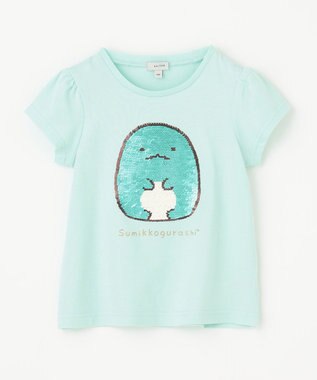 ANY KIDS 【WEB限定/すみっコぐらし】ミラクルスパンコールTシャツ ミント(とかげ・ぺんぎん?)