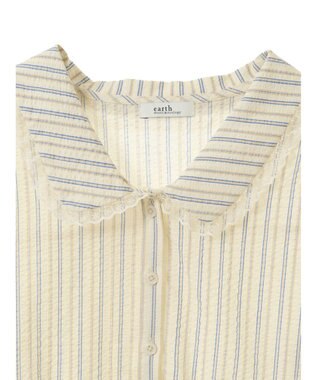 earth music&ecology ミニパフショートスリーブブラウス Sax