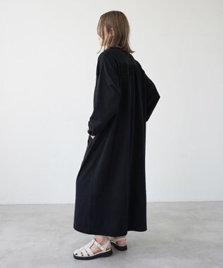 HAAG スマイルコットン LONG SLEEVE ONEPIECE ワンピース ブラック