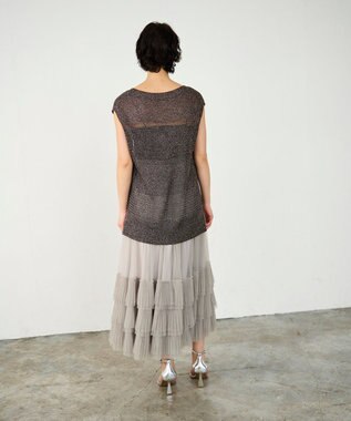 GRACE CONTINENTAL ラメメッシュニットトップ ゴールド