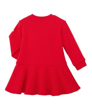 MIKI HOUSE HOT BISCUITS 【80-120cm】ビッグフェイスプリント 裏毛パイル素材 フレアワンピース 赤