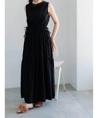 Te chichi ドロストティアードワンピース ブラック