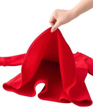 MIKI HOUSE HOT BISCUITS 【80-120cm】ビッグフェイスプリント 裏毛パイル素材 フレアワンピース 赤