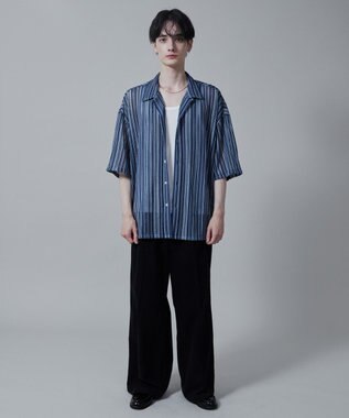 WEGO ストライプメッシュBIGシャツ（S） 柄3