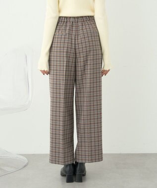 earth music&ecology ダブルウエストデザインパンツ Check Gray