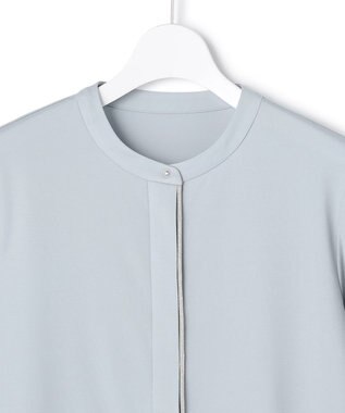 ICB L 【洗える】 コンパクトモクロディ バンドカラーカットソー サックスグレー系