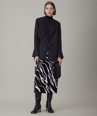 ICB 【洗える】アニマルジャガード  ニットスカート ブラック系