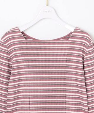 ANY SIS 【前後着用可】マルチボーダー2WAYテレコ カットソー ピンク系