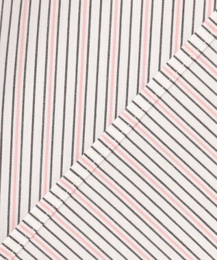 J.PRESS LADIES L 【洗える】BEZコットンナイロン ストライプ シャツカラー ブラウス ピンク×ホワイトストライプ系1