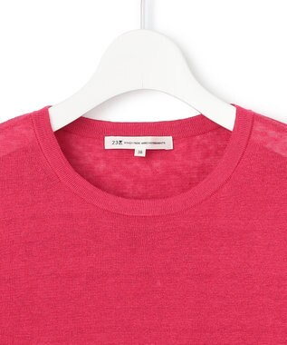 23区 【洗える】ピュアリネンハイゲージ ノースリーブ ニット マゼンタピンク系