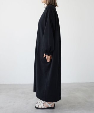 HAAG スマイルコットン LONG SLEEVE ONEPIECE ワンピース ブラック
