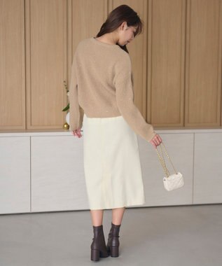 Feroux 【洗える】スパンコール プルオーバーニット ベージュ系