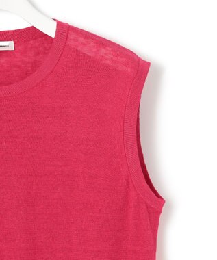 23区 【洗える】ピュアリネンハイゲージ ノースリーブ ニット マゼンタピンク系