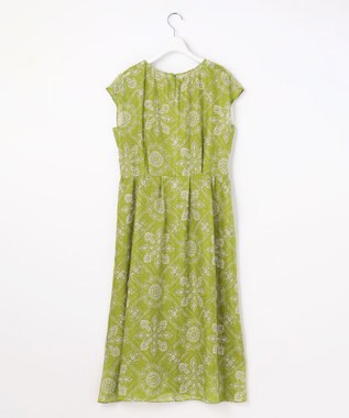 自由区 S 【カタログ掲載】ロータスタイルプリント ワンピース ピスタチオ