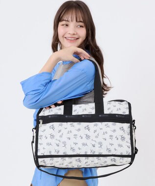 LeSportsac DELUXE MED WEEKENDER/インクスケッチドフローラルアイボリー