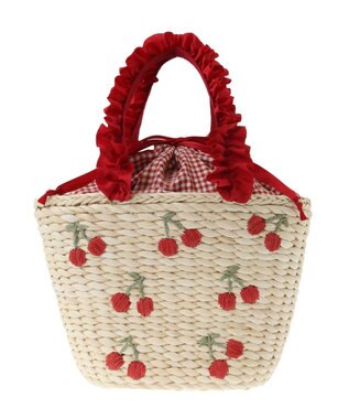 Maison de FLEUR チェリーメイズフリルハンドルカゴバッグ Red