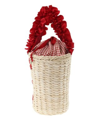 Maison de FLEUR チェリーメイズフリルハンドルカゴバッグ Red