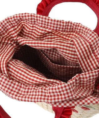 Maison de FLEUR チェリーメイズフリルハンドルカゴバッグ Red