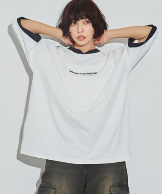 WEGO 【ユニセックス着用ITEM/MLサイズ展開】バックロゴラインリンガーT ホワイト