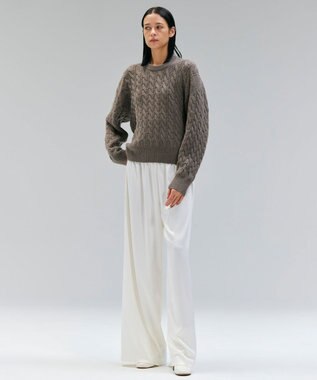 BEIGE， 【洗える】SEDONA / ウールカシミヤケーブルニット Taupe