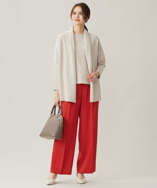 自由区 【洗える】ツイステッドダブルクロスワイドストレート パンツ オレンジ