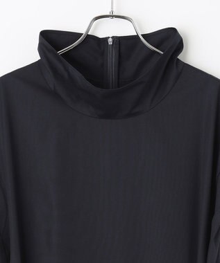 #Newans 【洗える】AMELIA / ハイネックナローシルエットワンピース ネイビー系