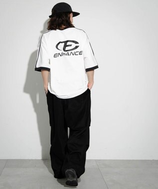 WEGO 【ユニセックス着用ITEM/MLサイズ展開】バックロゴラインリンガーT ホワイト