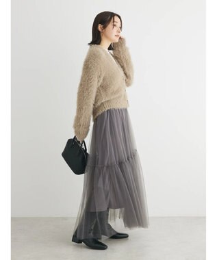 Green Parks ・Ｐｅｔｉｔ　Ｆｌｅｕｒ　シャギーニットカーディガン Gray Beige