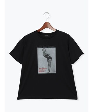 Te chichi マリリンモンローモノクロフォトTシャツ ブラック