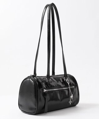 WEGO キラキラチャーム付きドラムボストンバッグ ブラック