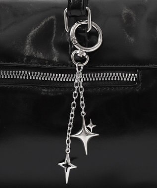 WEGO キラキラチャーム付きドラムボストンバッグ ブラック