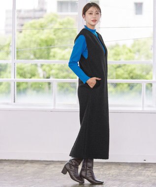 Tiaclasse ボアジャンパースカート ワンピース ブラック