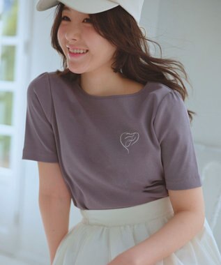Feroux 【洗える】ワンポイント刺繍Tシャツ グレー系