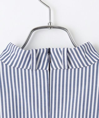 #Newans 【洗濯機可】ステッチデザインリボンタイブラウス ネイビーストライプ