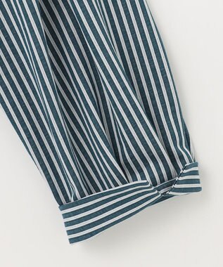 J.PRESS LADIES 【WEB限定】 ピンストライプジャージー バンドカラー カットソー グリーン系1