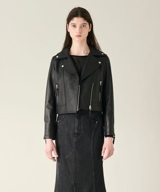 GRACE CONTINENTAL ラムレザーライダースジャケット ブラック