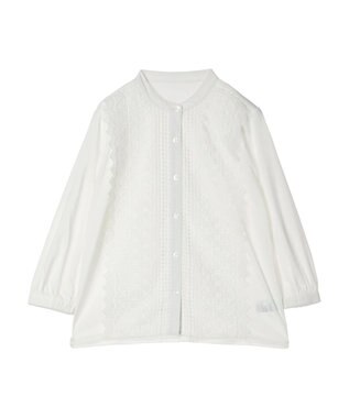 earth music&ecology フロントレースシフォンブラウス Off White