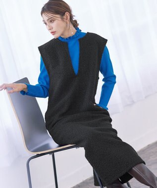 Tiaclasse ボアジャンパースカート ワンピース ブラック