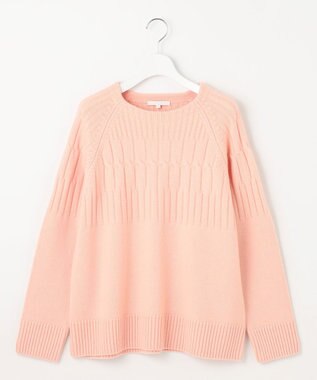 自由区 【洗える】ウールカシミヤブレンドケーブル ニット ピンク