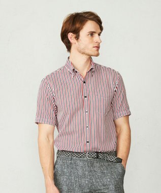  【イージーケア】ストライプ 半袖シャツ