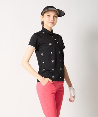 FILA GOLF／marie claire 【Marie claire sports】ロゴ刺繍半袖ポロシャツ ブラック