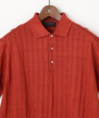 JOSEPH ABBOUD 【清涼感/洗えるリネン】フランドルリネン ニットポロ オレンジ系