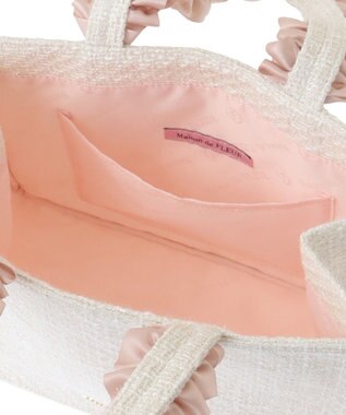 Maison de FLEUR ツイードフリルハンドルスクエアトートSバッグ Ivory