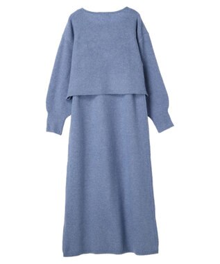 earth music&ecology Ｓｅｔ２点クロスニット＋ノースリーブニットワンピース Blue
