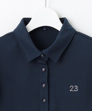 23区GOLF フェミニン＆エレガント【WOMEN】レイヤースリーブシャツ ネイビー系