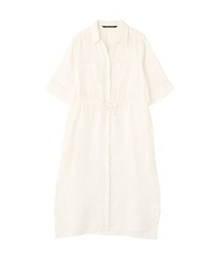 YECCA VECCA フレンチリネンドロストワンピース White