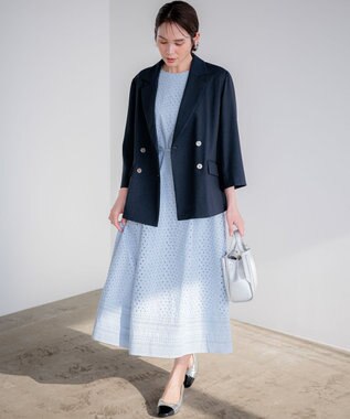 組曲 ライトリネンライク ジャケット ネイビー系