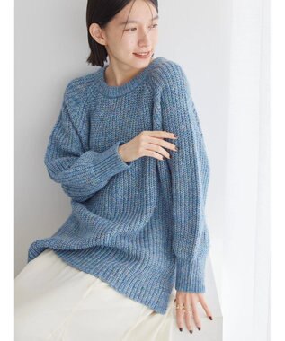 AMERICAN HOLIC Ｍｉｘヤーンラグランニットプルオーバー Blue