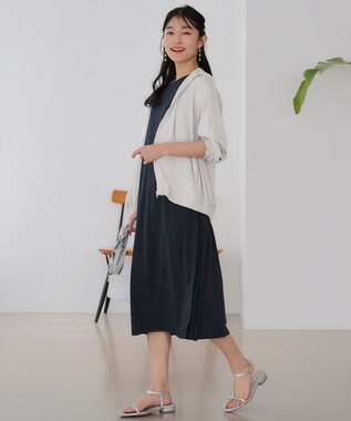 ANY SIS S 【接触冷感・UVケア】冷感サイドプリーツ ワンピース ネイビー